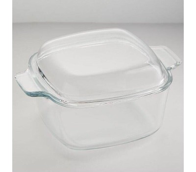 Форма для запекания ЗАБАВА РК-512 Квадратная кастрюля с крышкой из термостойкого стекла 2,7л