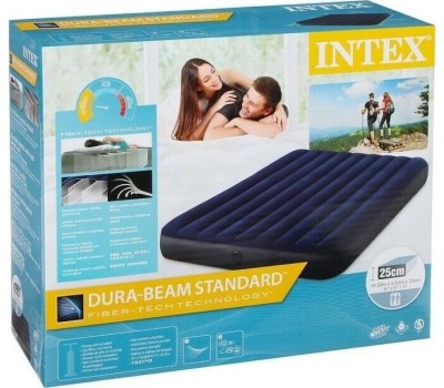 Матрас надувной INTEX Матрас надувной CLASSIC DOWNY AIRBED 152x203x25 см . Арт.64759