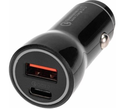 Rexant (18-1200) Автозарядка в прикуриватель АЗУ USB-A (QC 3.0)+USB-C (PD), 38Вт черная