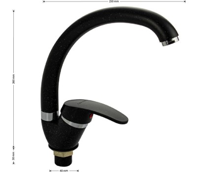 Смесители САНАКС 13082 Смеситель для кухни, шаровый, боковой, поворотный излив, цвет ЧЕРНЫЙ КАМЕНЬ