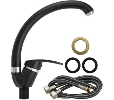 Смесители САНАКС 13082 Смеситель для кухни, шаровый, боковой, поворотный излив, цвет ЧЕРНЫЙ КАМЕНЬ