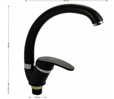 Смесители САНАКС 13082 Смеситель для кухни, шаровый, боковой, поворотный излив, цвет ЧЕРНЫЙ КАМЕНЬ