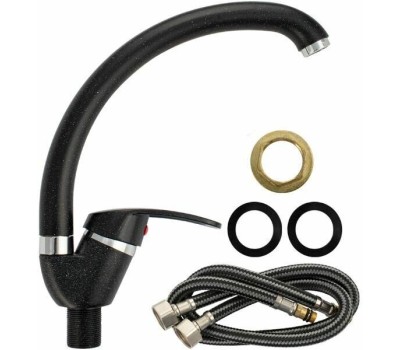 Смесители САНАКС 13082 Смеситель для кухни, шаровый, боковой, поворотный излив, цвет ЧЕРНЫЙ КАМЕНЬ