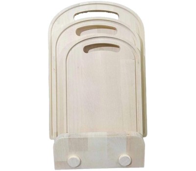 РОССИЯ 372006 Набор разделочных досок 1,8 см, массив березы, 3 шт: 18х26, 21х30, 24х34 см, на подставке