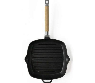РОССИЯ 0624 Сковорода-гриль чугунная, 24 см, со съемной ручкой