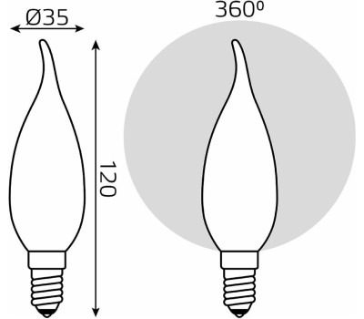 GAUSS Упаковка ламп LED E14, свеча на ветру, 9Вт, 104201209-D, 10 шт