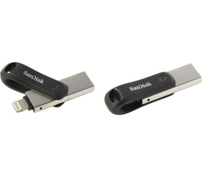 SANDISK Флешка USB iXpand Go 64ГБ, USB3.0, черный и серебристый [sdix60n-064g-gn6nn]