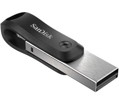 SANDISK Флешка USB iXpand Go 64ГБ, USB3.0, черный и серебристый [sdix60n-064g-gn6nn]