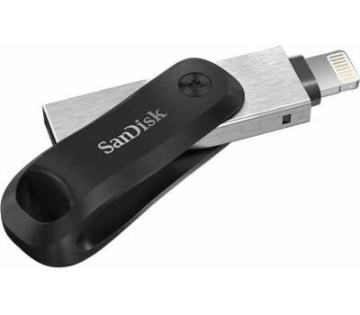 SANDISK Флешка USB iXpand Go 64ГБ, USB3.0, черный и серебристый [sdix60n-064g-gn6nn]