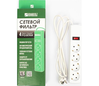 ЮНИВОЛЬТ Сетевой фильтр 00-00000386, 1.5м, белый