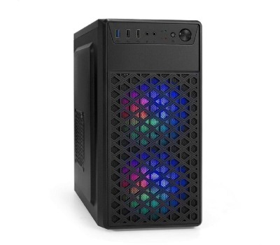 Exegate EX296979RUS Корпус Minitower ExeGate mEVO-7803 (mATX, без БП, 2*USB+1*USB3.0, HD аудио, черный, 2 вент. 12см с RGB подсветкой)