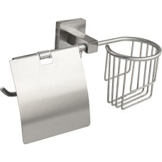Аксессуары для ванной комнаты GFMARK 87244 Держатель освежителя воздуха и туалетной бумаги с экраном, из нержавеющей стали, с квадратным основанием, цвет САТИН