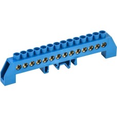 REXANT Шина «N» нулевая в комбинированном синем изоляторе на DIN-рейку 8x12мм 14 групп