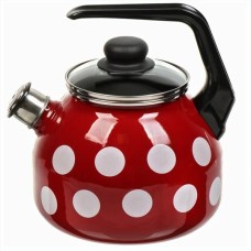 Чайник СИБИРСКИЕ ТОВАРЫ Чайник эмал 3,0л со свистком с рис вишневый
