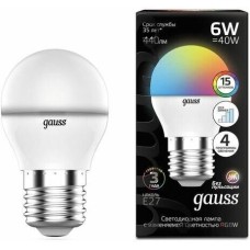 GAUSS Лампа LED G45, шар, 6Вт, 105102406, одна шт