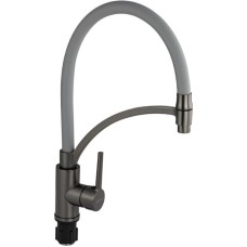МАГНУС - Смеситель для кухни, гибкий тёмно-серый излив с фиксацией, корпус из нержавеющей стали марки SUS 304, цвет ГРАФИТ. 9423