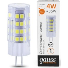 GAUSS Лампа светодиодная Elementary 10714 4Вт цок.:G4 капсул. 12B св.свеч.бел.теп. G4 (упак.:10шт)
