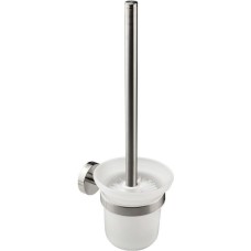 GFmark - Ёрш для унитаза, со стеклянной колбой, с креплением к стене из нержавеющей стали, с круглым основанием, цвет САТИН. 80162