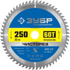 ЗУБР Чисторез, 250 x 30 мм, 60Т, пильный диск по дереву, Профессионал (36905-250-30-60)