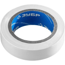 ЗУБР ЭЛЕКТРИК-10, 15 мм х 10 м, 6 000 В, белая, не поддерживает горение, изолента ПВХ, Профессионал (1233-8)