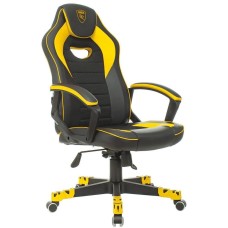ZOMBIE Кресло игровое GAME 16 черный/желтый ткань/эко.кожа крестов. пластик