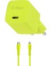 TTEC Сетевое зарядное устройство SmartCharger GAN 20W PD USB-C Travel Fast Charger с кабелем USB-C - Lightning. Длина кабеля: 120 см. Цвет: неоновый желтый