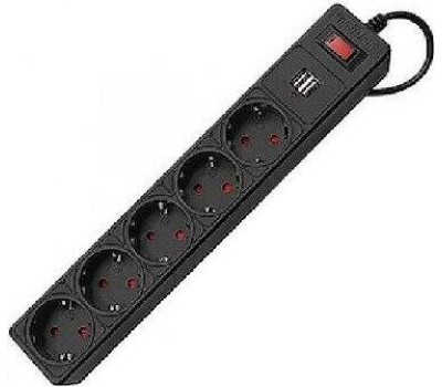 Сетевой фильтр SMARTBUY (SBSP-18U-K) - 5 роз х 1,8 м - черный + 2USB
