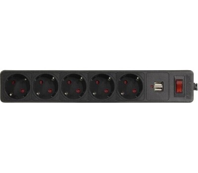 Сетевой фильтр SMARTBUY (SBSP-18U-K) - 5 роз х 1,8 м - черный + 2USB