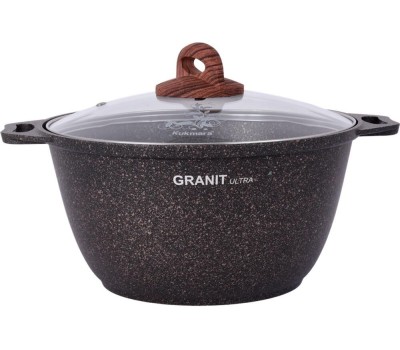 Кастрюля KUKMARA кго32а а/пр литая 3,0л стекл/кр Granit ultra original