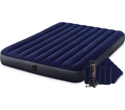 Матрас надувной INTEX Матрас надувной CLASSIC DOWNY AIRBED 152x203x25 см (ручной насос+2 подушки) . Арт. 64765