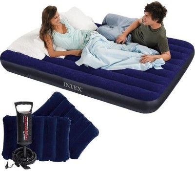 Матрас надувной INTEX Матрас надувной CLASSIC DOWNY AIRBED 152x203x25 см (ручной насос+2 подушки) . Арт. 64765