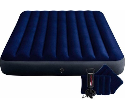 Матрас надувной INTEX Матрас надувной CLASSIC DOWNY AIRBED 152x203x25 см (ручной насос+2 подушки) . Арт. 64765
