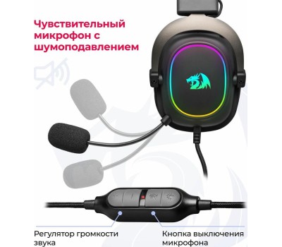Игровая гарнитура REDRAGON (70550) Zeus X RGB, объемный звук 7.1, USB