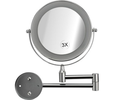 Зеркало САНАКС 75278 Зеркало косметическое, настенное, с LED подсветкой, сенсорное включение, зарядка Type - C, шнур в комплекте, корпус из нержавеющей стали,