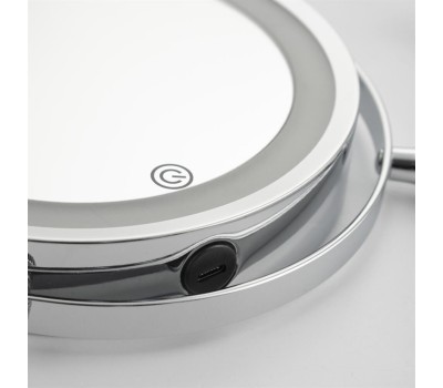 Зеркало САНАКС 75278 Зеркало косметическое, настенное, с LED подсветкой, сенсорное включение, зарядка Type - C, шнур в комплекте, корпус из нержавеющей стали,