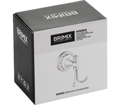 Аксессуары для ванной комнаты и туалета BRIMIX 94114 Крючок двойной на основании, цвет БРОНЗА, с керамической вставкой с орнаментом