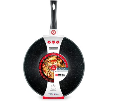 Сковорода НЕВА МЕТАЛЛ ПОСУДА L3128Wi а/пр литая Вок 28см Гранит индукция
