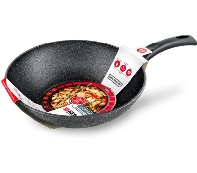 Сковорода НЕВА МЕТАЛЛ ПОСУДА L3128Wi а/пр литая Вок 28см Гранит индукция