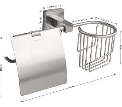 Аксессуары для ванной комнаты GFMARK 87244 Держатель освежителя воздуха и туалетной бумаги с экраном, из нержавеющей стали, с квадратным основанием, цвет САТИН