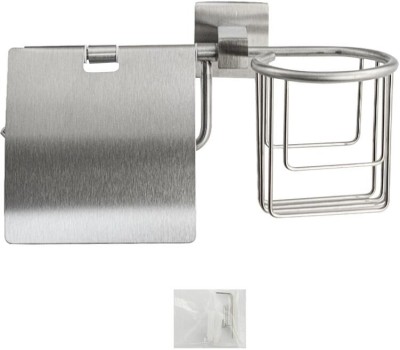 Аксессуары для ванной комнаты GFMARK 87244 Держатель освежителя воздуха и туалетной бумаги с экраном, из нержавеющей стали, с квадратным основанием, цвет САТИН