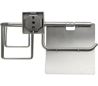 Аксессуары для ванной комнаты GFMARK 87244 Держатель освежителя воздуха и туалетной бумаги с экраном, из нержавеющей стали, с квадратным основанием, цвет САТИН