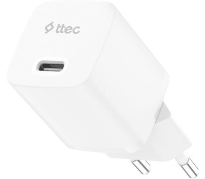 TTEC Сетевое зарядное устройство SmartCharger GAN 30W USB-C PD Travel Fast Charger с кабелем USB-C-Lightning. Длина кабеля: 150см. Цвет: белый