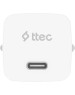 TTEC Сетевое зарядное устройство SmartCharger GAN 30W USB-C PD Travel Fast Charger с кабелем USB-C-Lightning. Длина кабеля: 150см. Цвет: белый