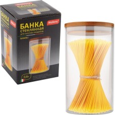 Стеклянная банка MALLONY Стеклянная банка для сыпучих продуктов с крышкой BAMBU, объем: 0,6 л (004450)