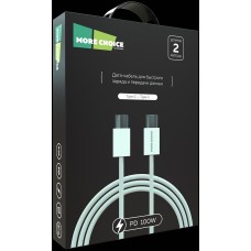Кабель MORE CHOICE (4620202550392) K77a нейлон USB 3.0A PD 100W для Type-C Type-C 2м White