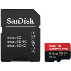 SANDISK Карта памяти microSD Extreme PRO microSDXC UHS-I 64ГБ. Цвет: черно-красный
