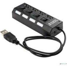 Gembird Концентратор USB 2.0 UHB-243-AD с подсветкой и выключателем, 4 порта, блистер (UHB-243-AD)