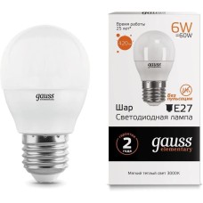 GAUSS Упаковка ламп LED E27, шар, 6Вт, 10 шт. [53216]