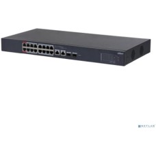 Коммутатор DAHUA DH-CS4218-16ET-240 16-портовый PoE коммутатор L2 с функцией облачного управления, 16xRJ45 100Mb PoE, 2хКомбо SFP/RJ45 1Gb uplink, суммарно 240Вт, коммутация 7.2 Гбит/с, MAC-таблица 8К