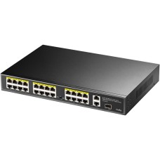 Коммутатор CUDY Коммутатор 24-Port 10/100M PoE+ Switch with 2 Gigabit Port+ 1SFP 300W 24-Port 10/100M PSE RJ-45 +2 Gigabit RJ- 45 +1SFP Port with 24 POE Ports Switch with Built-in power supply, support 16-port IEEE 802.3at PoE+ Injector, Rack-mountable St